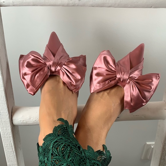 PINK kitten heel mules with the prettiest BOWS - Picture 3 of 5
